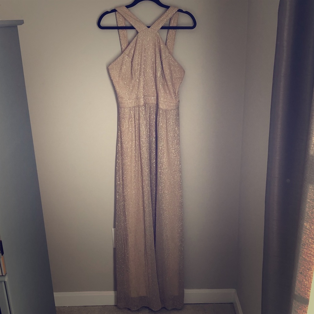 Lulu’s champagne/gold bridesmaid dress